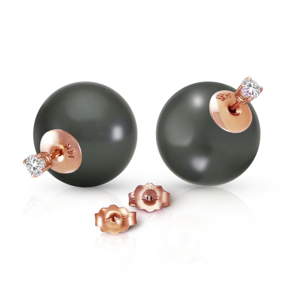 Diamond Earrings With Black Shell Pearls 4170$